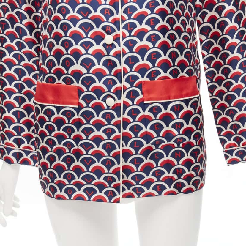 Valentino Garavani Logo Pajama Shirt Red Silk Never worn - Back View