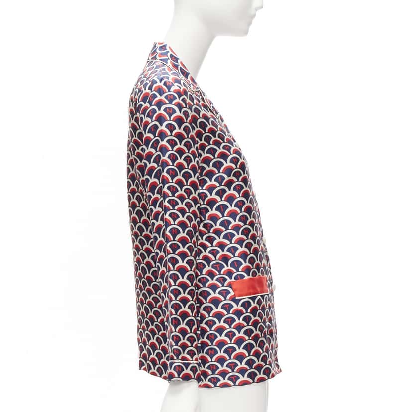Valentino Garavani Logo Pajama Shirt Red Silk Never worn - Model View
