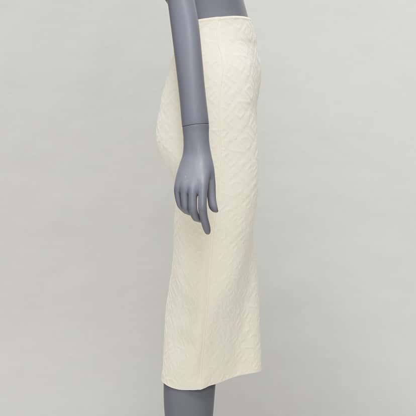 Fendi Logo Pencil Skirt Beige Viscose Never worn - Model View