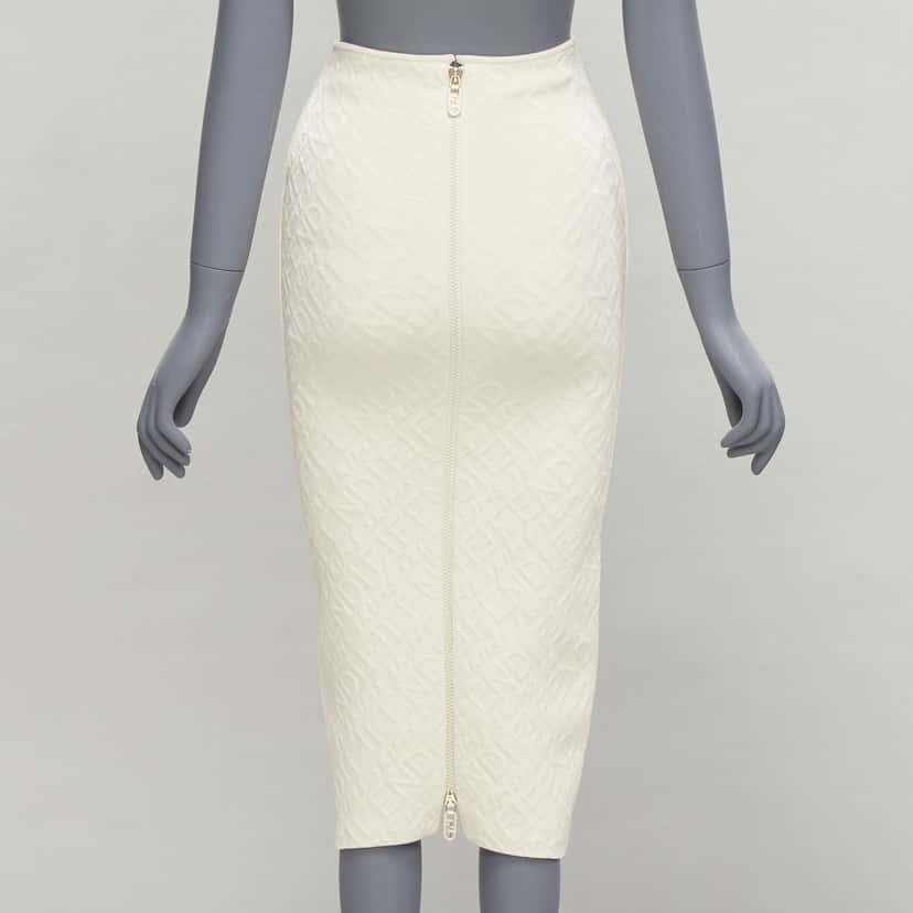 Fendi Logo Pencil Skirt Beige Viscose Never worn - Box View