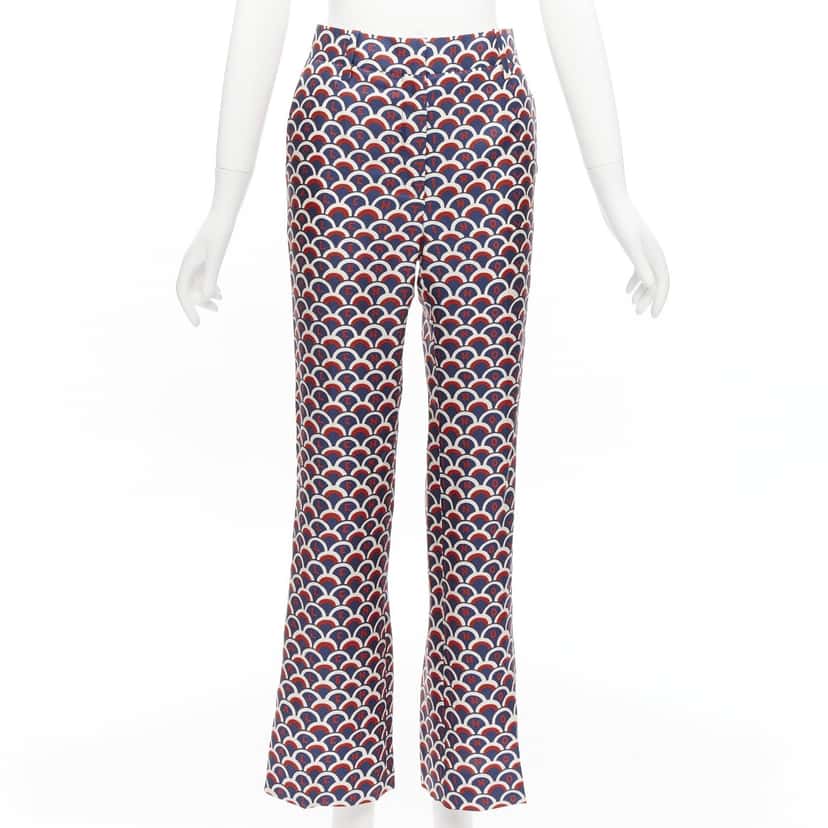 Valentino Garavani Animal Print Pants Red Silk Never worn - Front View