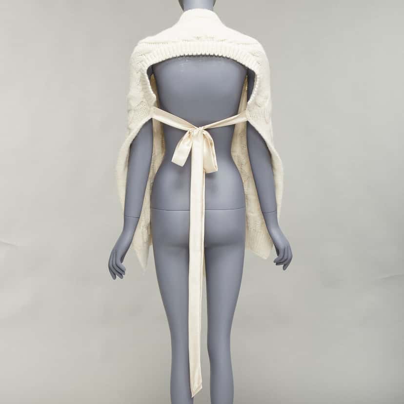 Simone Rocha Ribbon Tie Cable Top Beige Never worn - Back View