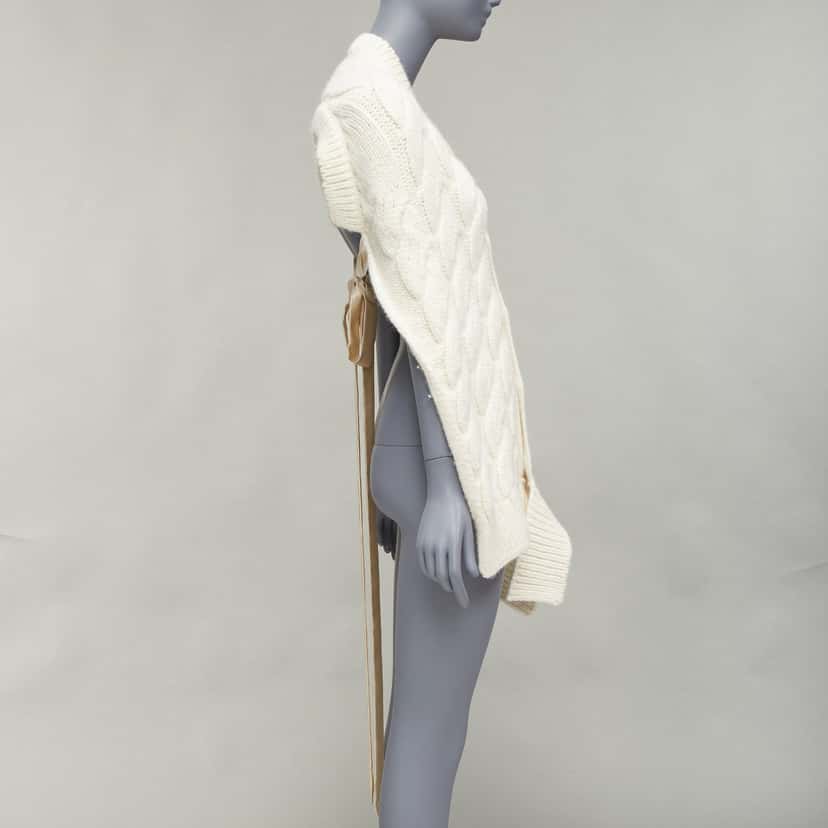 Simone Rocha Ribbon Tie Cable Top Beige Never worn - Model View