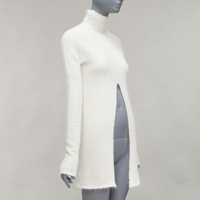 Jil Sander Split Front Sweater White Wool Never worn - Inside View