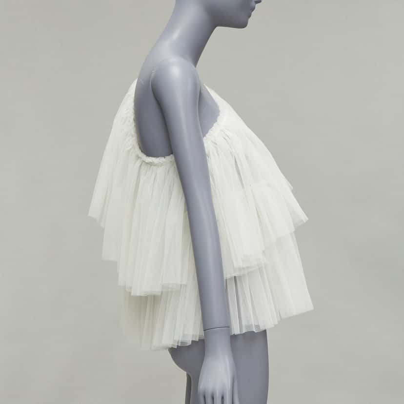 Molly Goddard Tulle Tiered Top Beige Never worn, with tag - Model View
