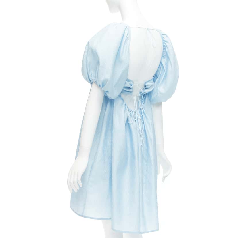 CecIlie Bahnsen Rose Babydoll Dress Blue Silk Never worn - Box View