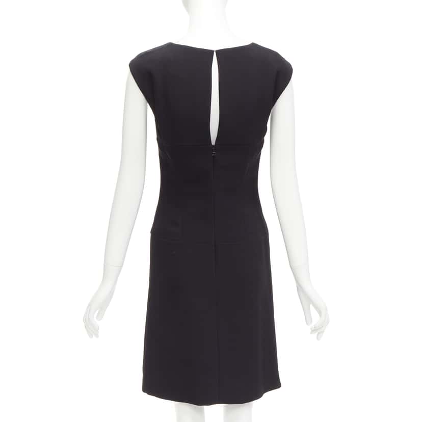 Chanel Ruched Shift Dress Black Silk Very good condition - Box View
