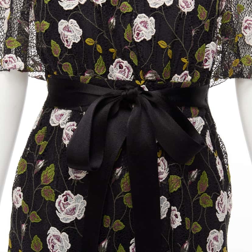 Giambattista Valli Lace Cape Dress Black Cotton Very good condition - Back View