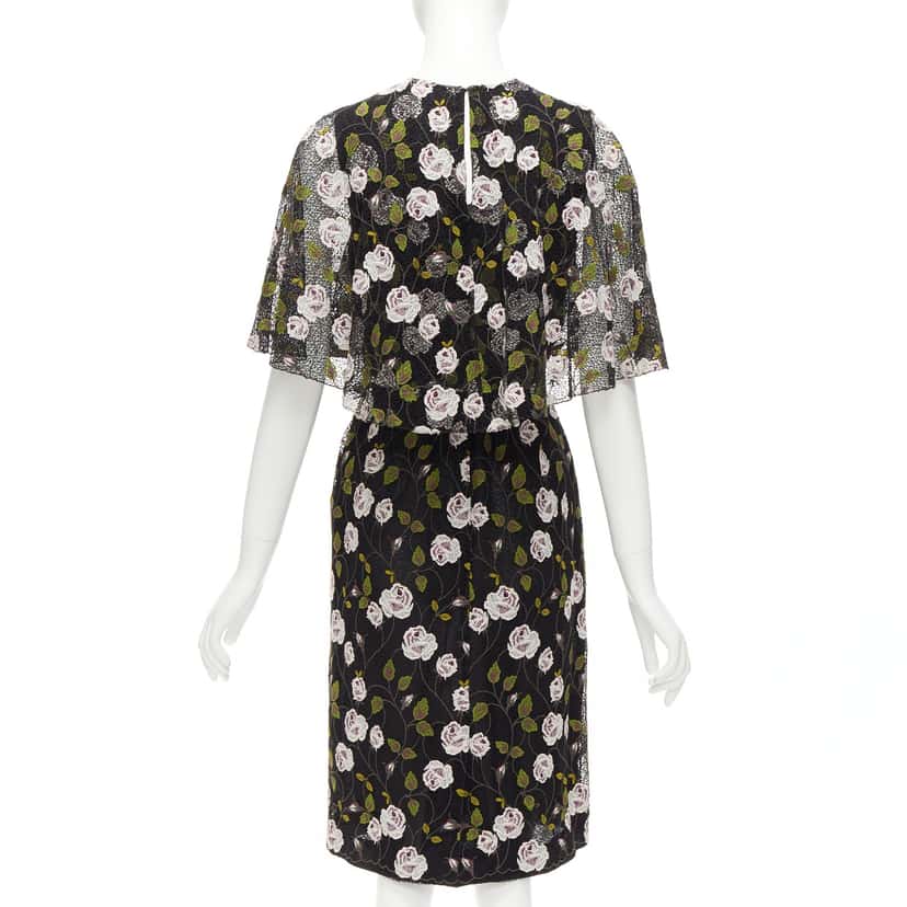 Giambattista Valli Lace Cape Dress Black Cotton Very good condition - Box View