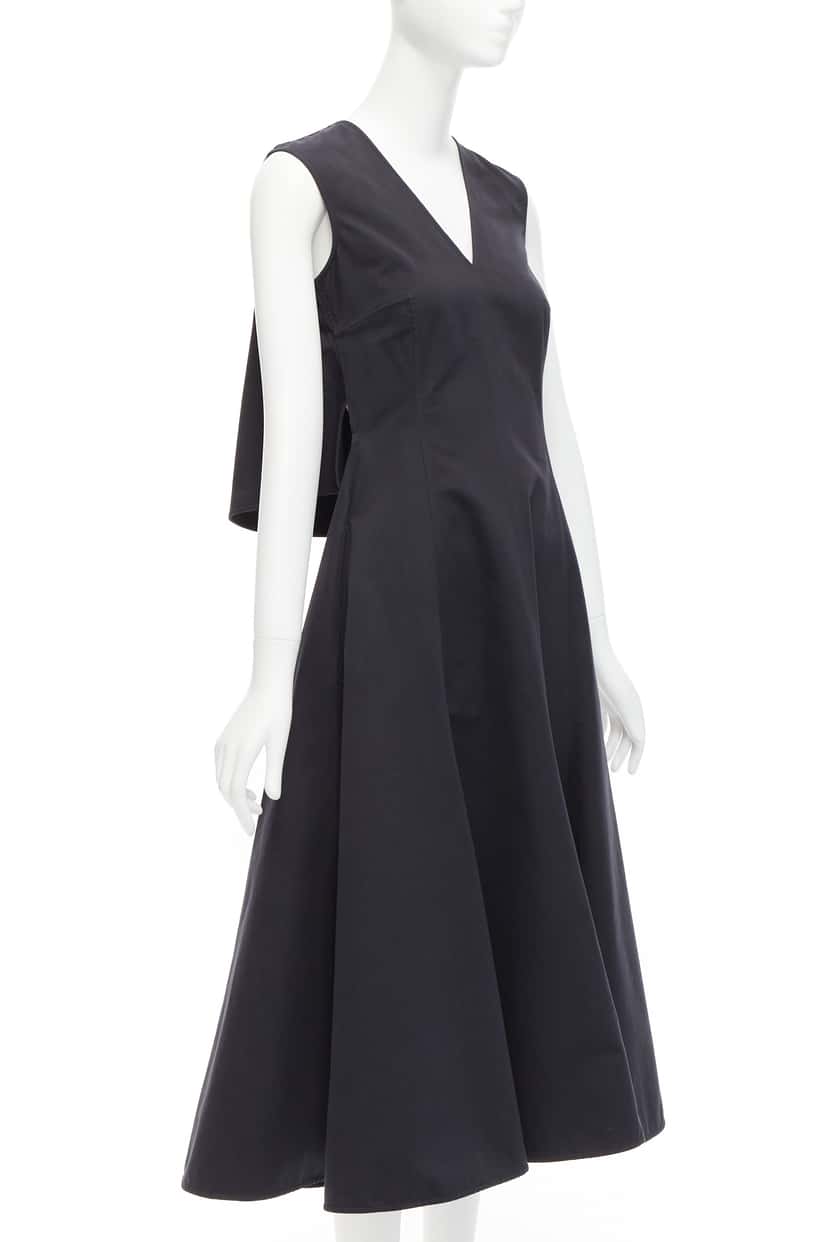 Jil Sander Cape Back Dress Black Cotton Very good condition - Front View