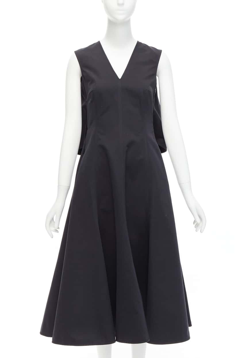 Jil Sander Cape Back Dress Black Cotton Very good condition - Back View