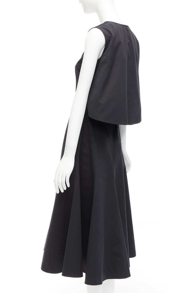 Jil Sander Cape Back Dress Black Cotton Very good condition - Box View