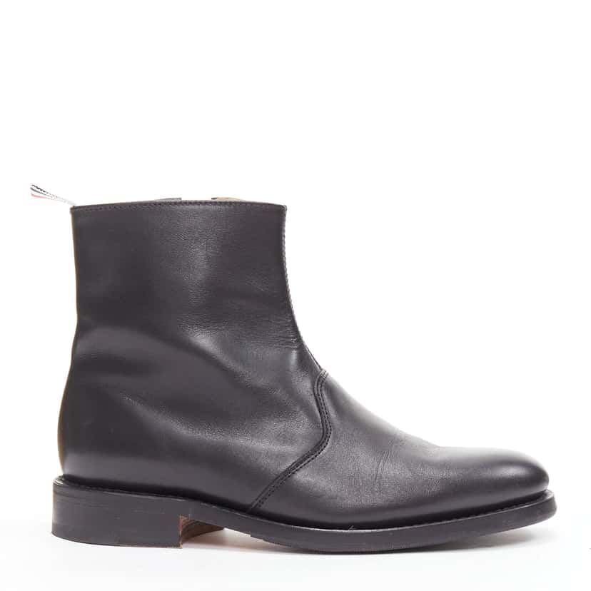 Thom Browne Minimal Tab Zip Boots Black Leather Good condition - Front View