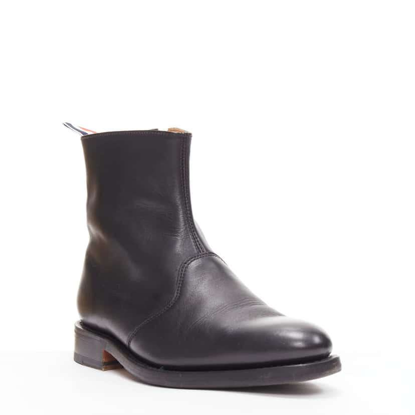 Thom Browne Minimal Tab Zip Boots Black Leather Good condition - Back View