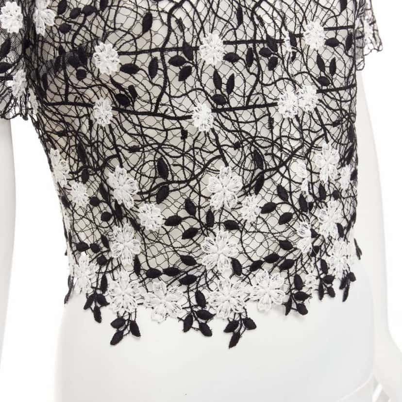 Giambattista Valli Lace Applique Shirt Black Cotton Never worn - Back View