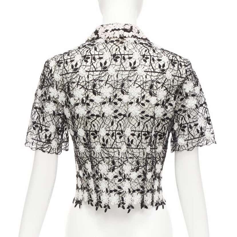 Giambattista Valli Lace Applique Shirt Black Cotton Never worn - Box View