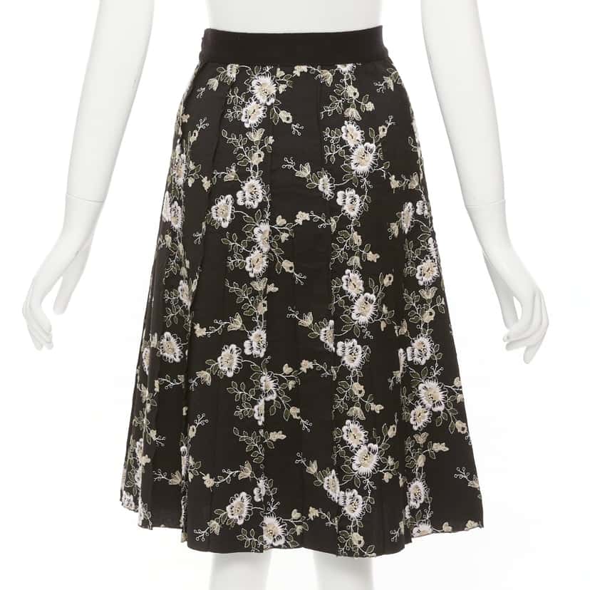 Giambattista Valli Floral Wool Skirt Black Wool Never worn - Box View