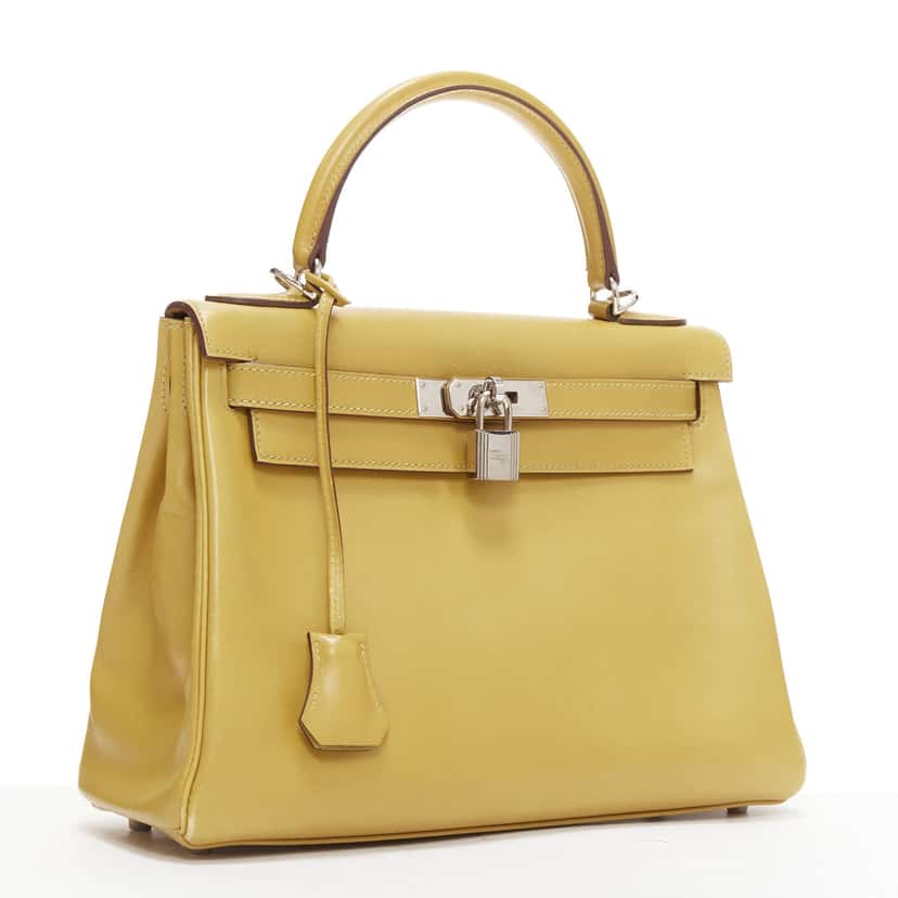 Hermès Kelly 28 Yellow Leather Good condition - Inside View