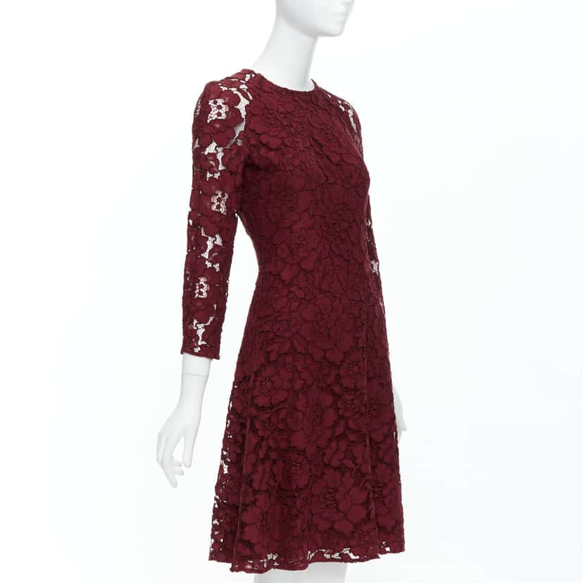 Oscar De La Renta Lace Fit Dress Burgundy Polyester Good condition - Inside View