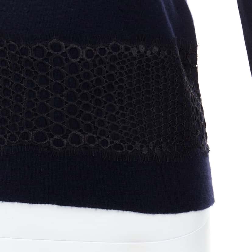 Giambattista Valli Mix Lace Sweater Navy Cashmere Never worn - Back View