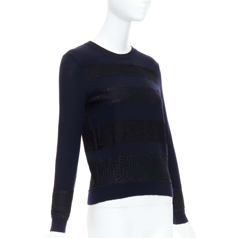 Giambattista Valli Mix Lace Sweater Navy Cashmere Never worn - Inside View