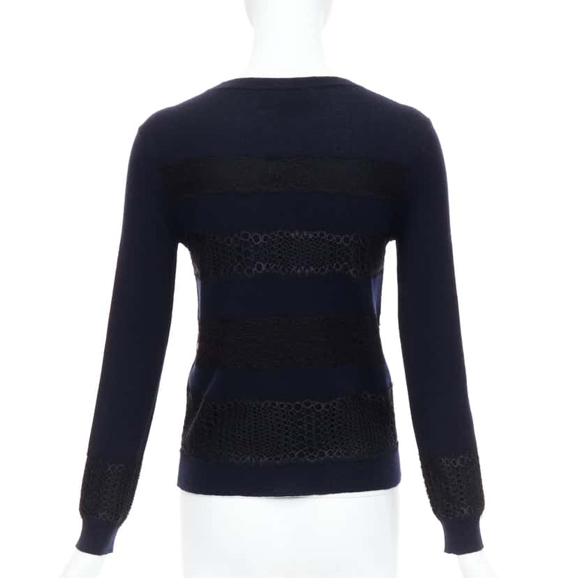 Giambattista Valli Mix Lace Sweater Navy Cashmere Never worn - Box View