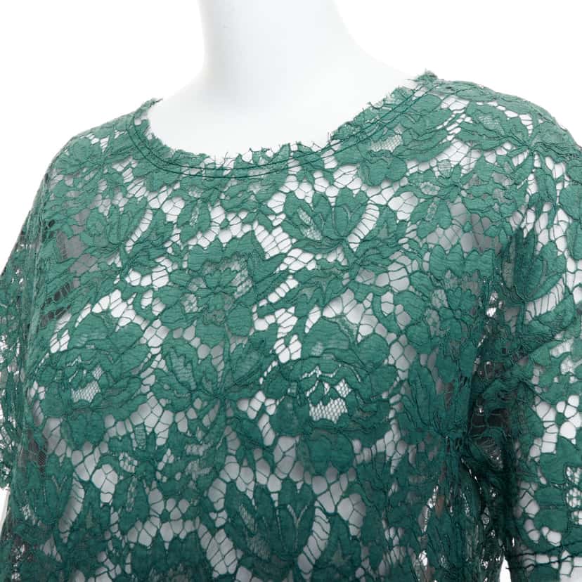 Valentino Garavani Floral Crop Tee Green Cotton Never worn - Back View