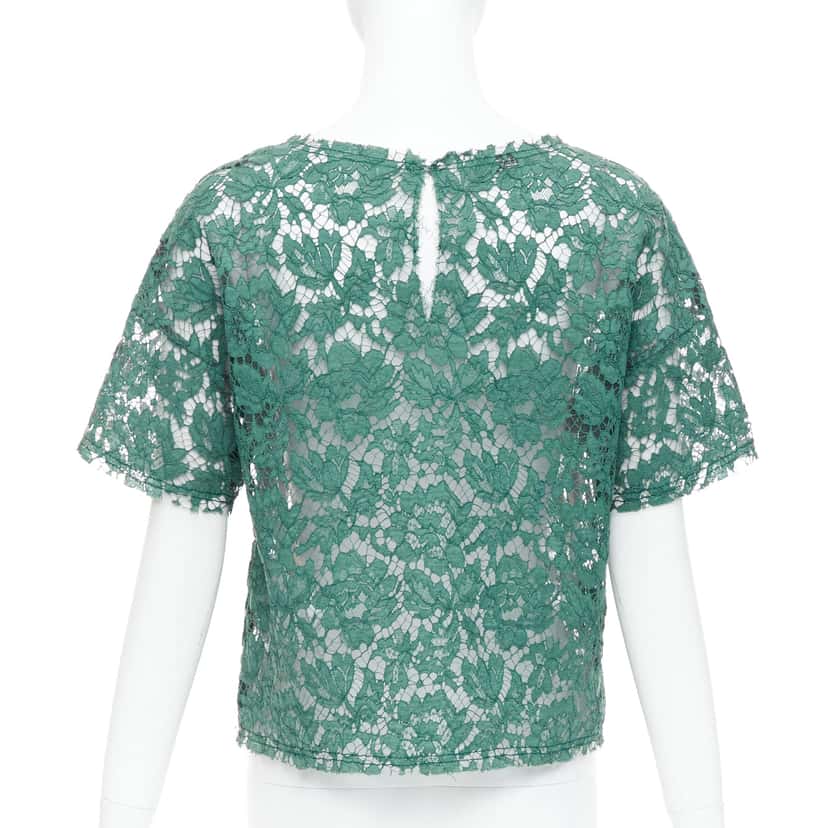 Valentino Garavani Floral Crop Tee Green Cotton Never worn - Box View