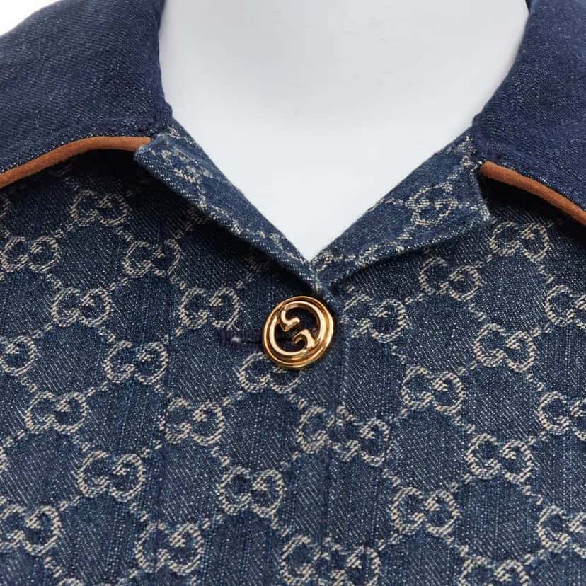 Gucci Blue Denim GG Coat Blue Cotton Never worn - Back View