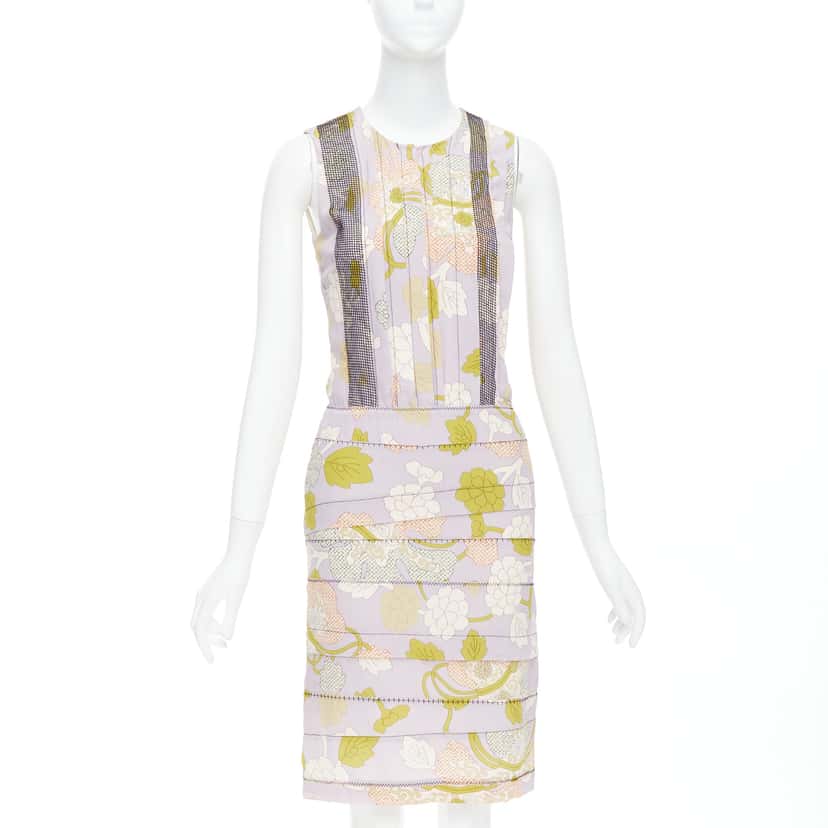 Bottega Veneta Mesh Pleat Dress Purple Silk Very good condition - Front View