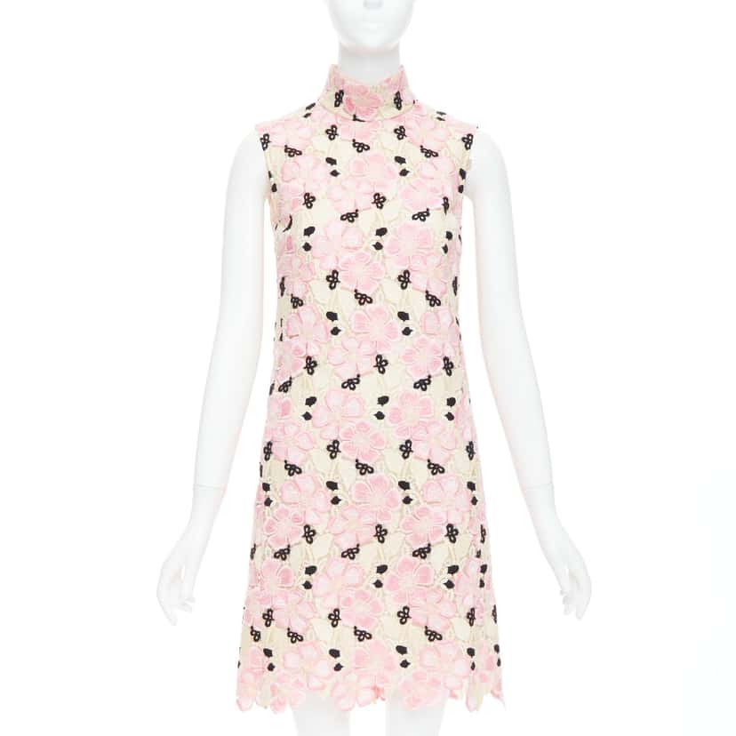 Giambattista Valli Guipure Lace Dress Pink Polyester Never worn - Front View