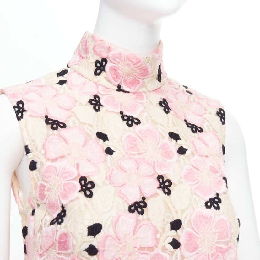 Giambattista Valli Guipure Lace Dress Pink Polyester Never worn - Back View