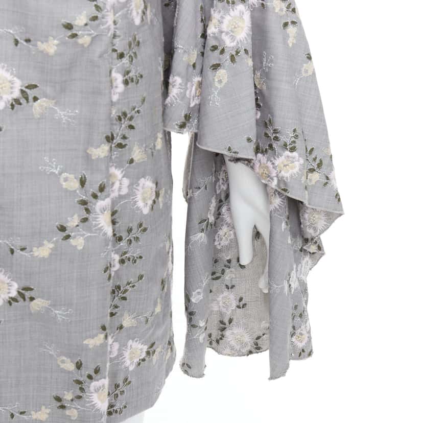 Giambattista Valli Embroidery Dress Grey Wool Good condition - Back View