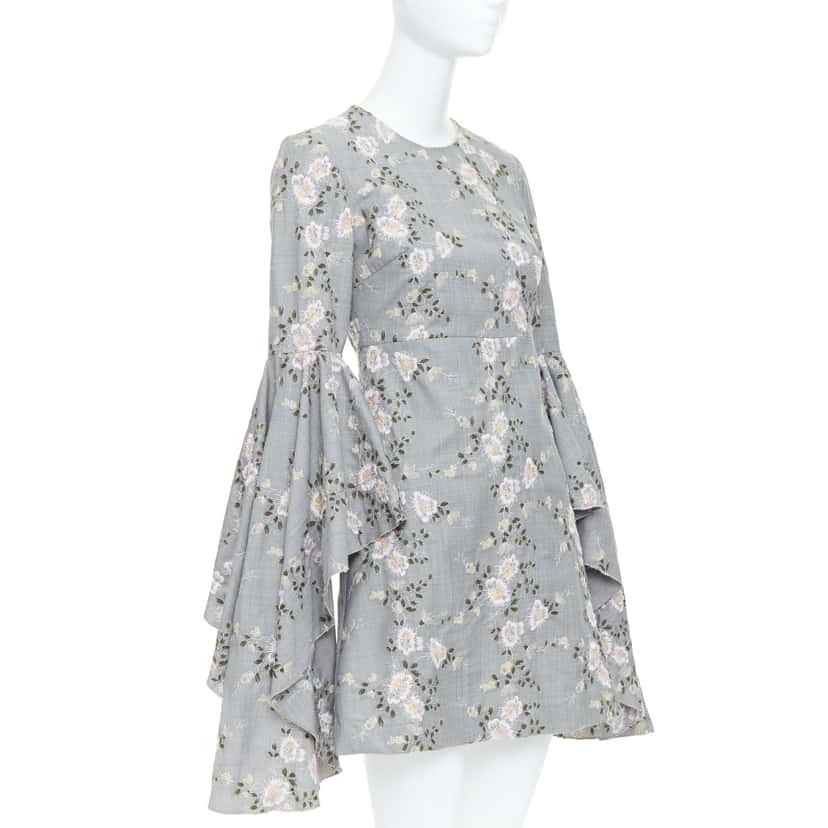 Giambattista Valli Embroidery Dress Grey Wool Good condition - Inside View