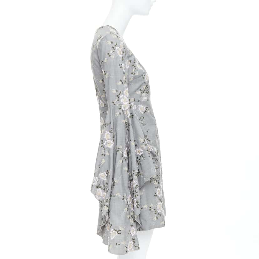 Giambattista Valli Embroidery Dress Grey Wool Good condition - Model View