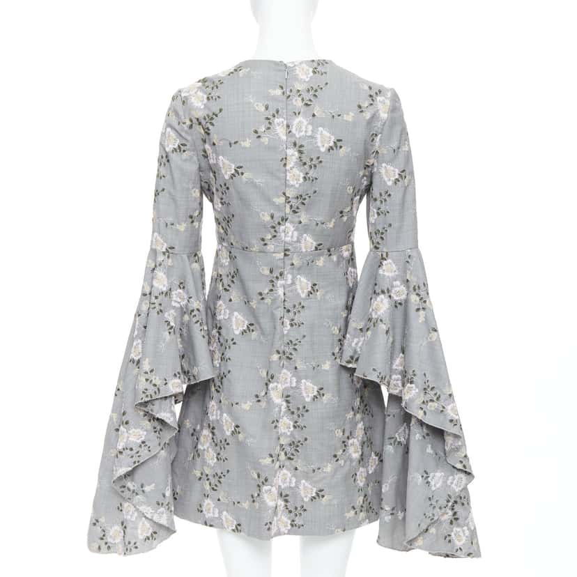 Giambattista Valli Embroidery Dress Grey Wool Good condition - Box View