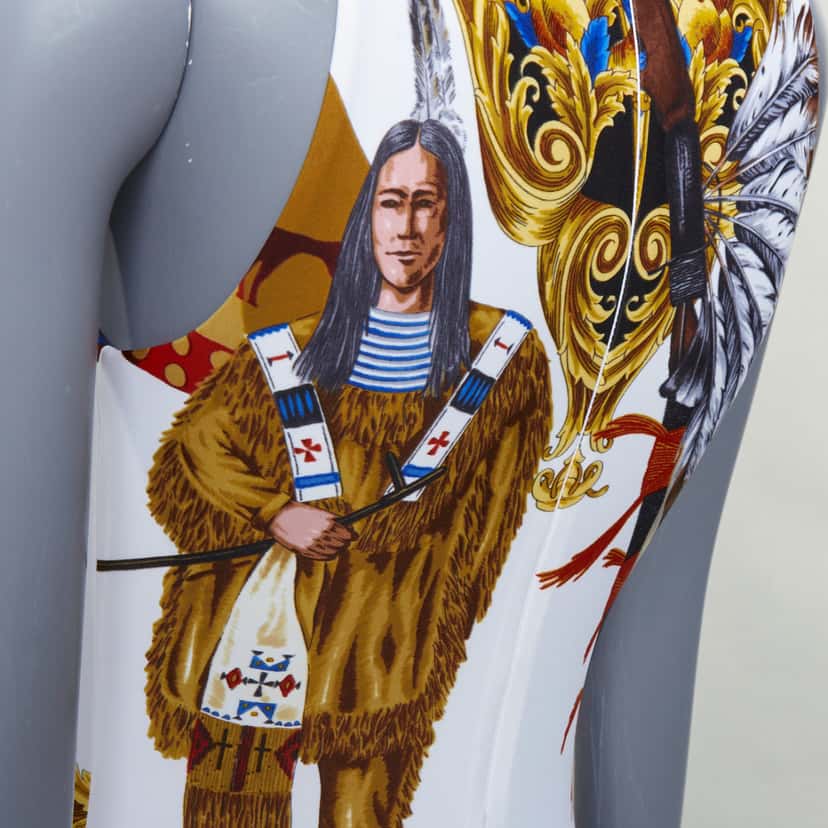 Versace Indian Print Swimsuit White Polyamide Very good condition - Back View