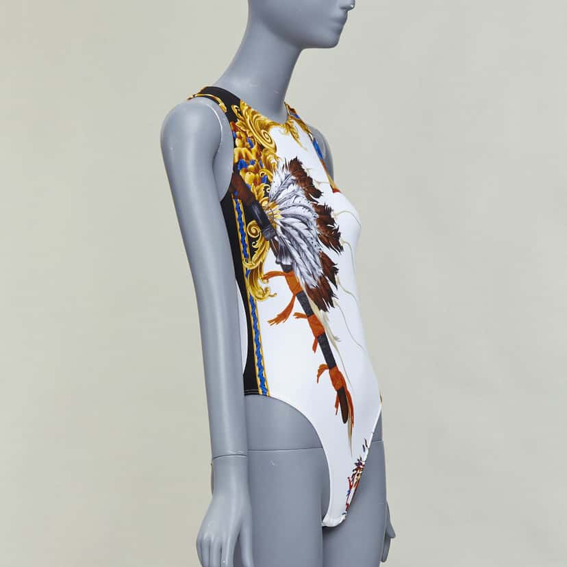 Versace Indian Print Swimsuit White Polyamide Very good condition - Inside View