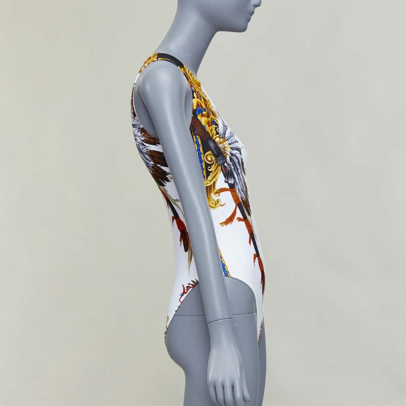 Versace Indian Print Swimsuit White Polyamide Very good condition - Model View