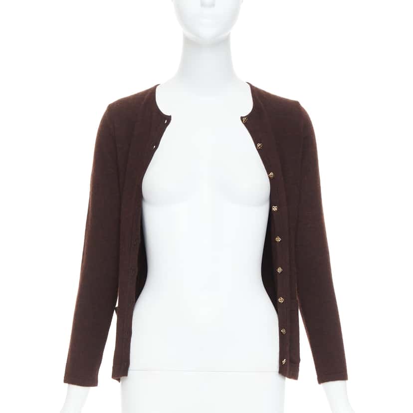 Oscar De La Renta Cashmere Silk Cardigan Brown Cashmere Very good condition - Inside View