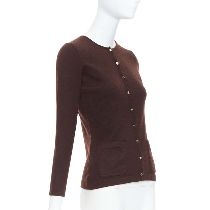 Oscar De La Renta Cashmere Silk Cardigan Brown Cashmere Very good condition - Model View
