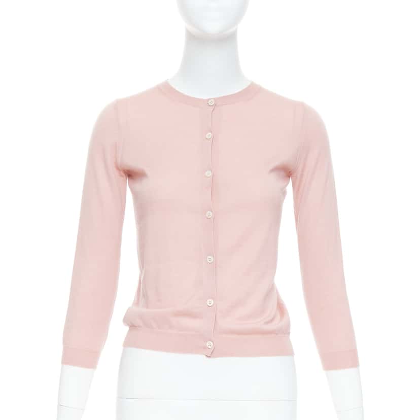 Prada Shell Button Cardigan Pink Cashmere Good condition - Front View