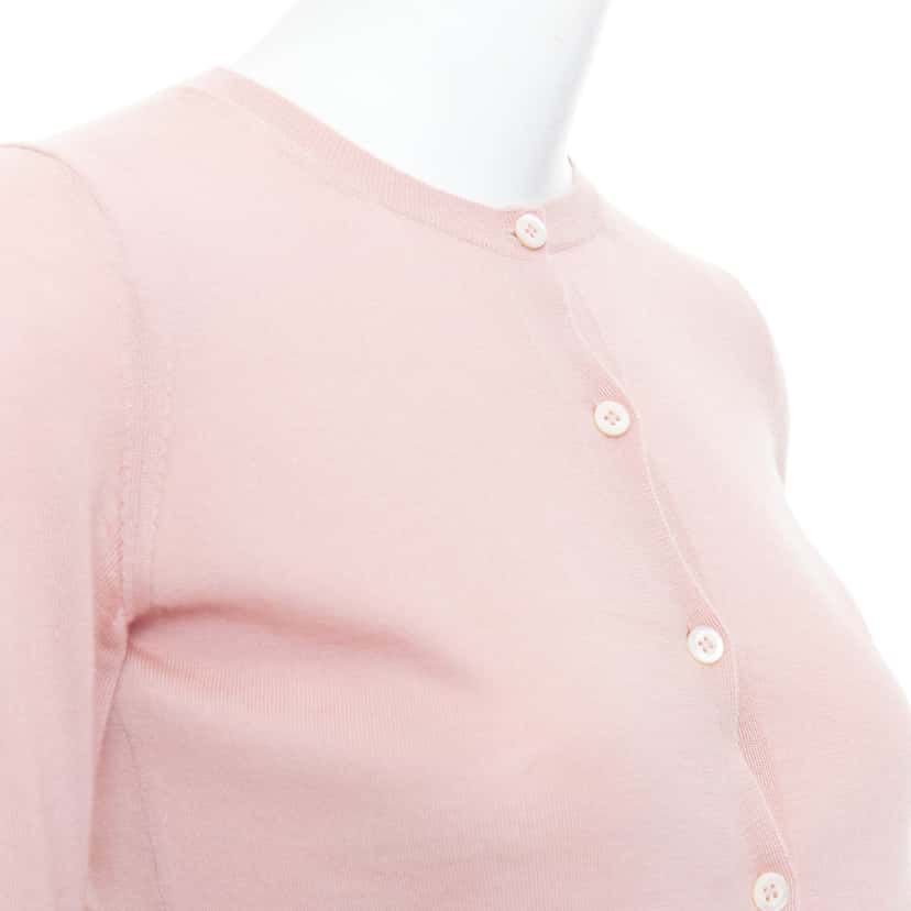 Prada Shell Button Cardigan Pink Cashmere Good condition - Back View