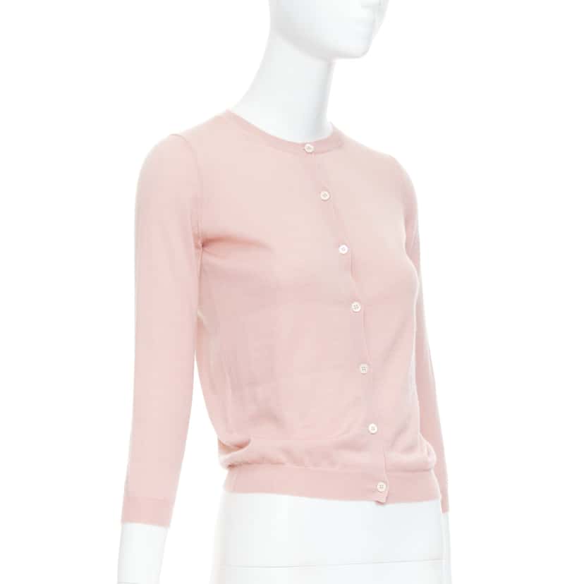 Prada Shell Button Cardigan Pink Cashmere Good condition - Model View