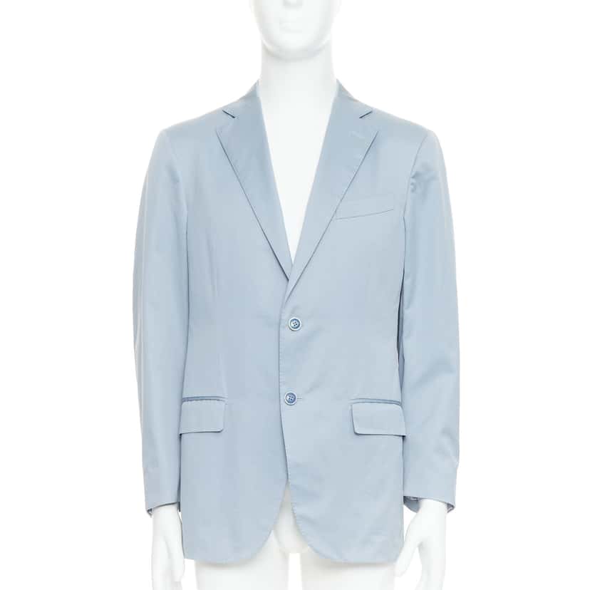 Ermenegildo Zegna Light Blue Handstitched Blazer Blue Cotton Good condition - Front View