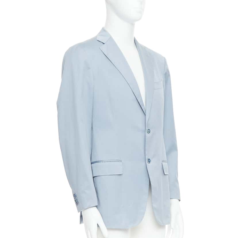 Ermenegildo Zegna Light Blue Handstitched Blazer Blue Cotton Good condition - Inside View