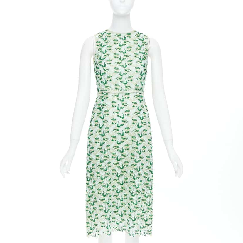Giambattista Valli Leaf Lace Dress Green Polyester Very good condition - Front View