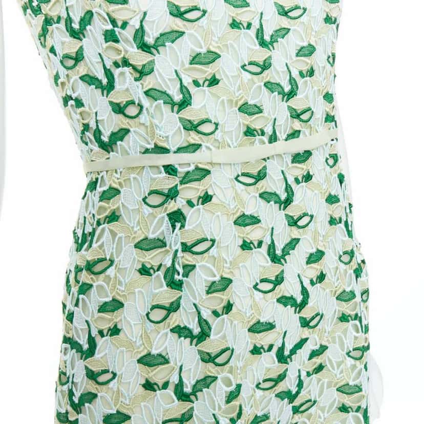 Giambattista Valli Leaf Lace Dress Green Polyester Very good condition - Back View