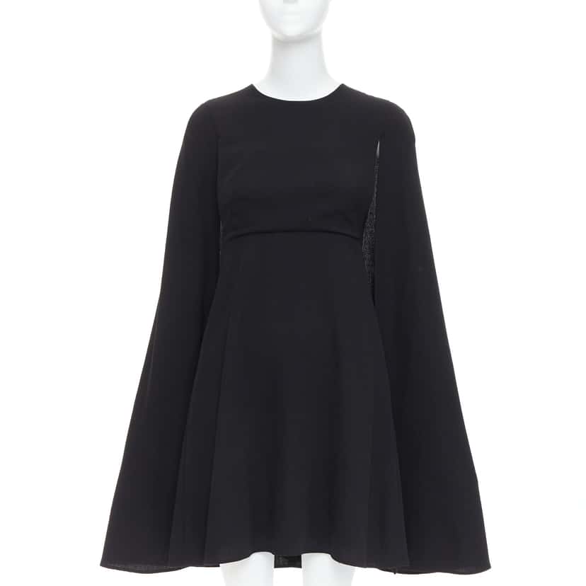 Valentino Garavani Cape Back Dress Black Silk Very good condition - Front View