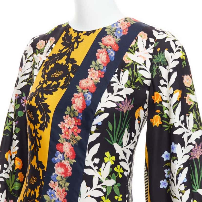 Oscar De La Renta Asymmetric Boho Dress MultiColor Silk Very good condition - Back View